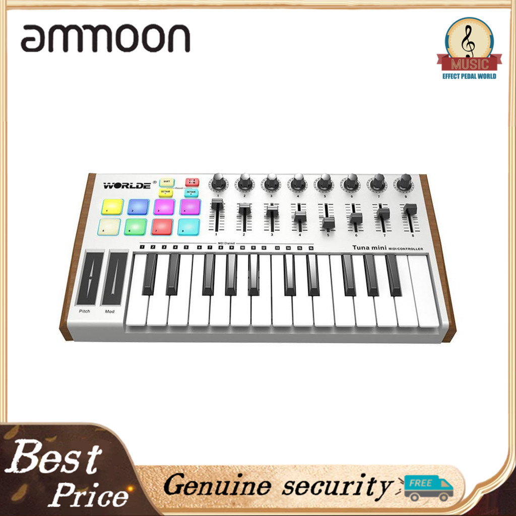 WORLDE TUNA MINI Ultra-Portable 25-Key USB MIDI Keyboard Controller 8 ...