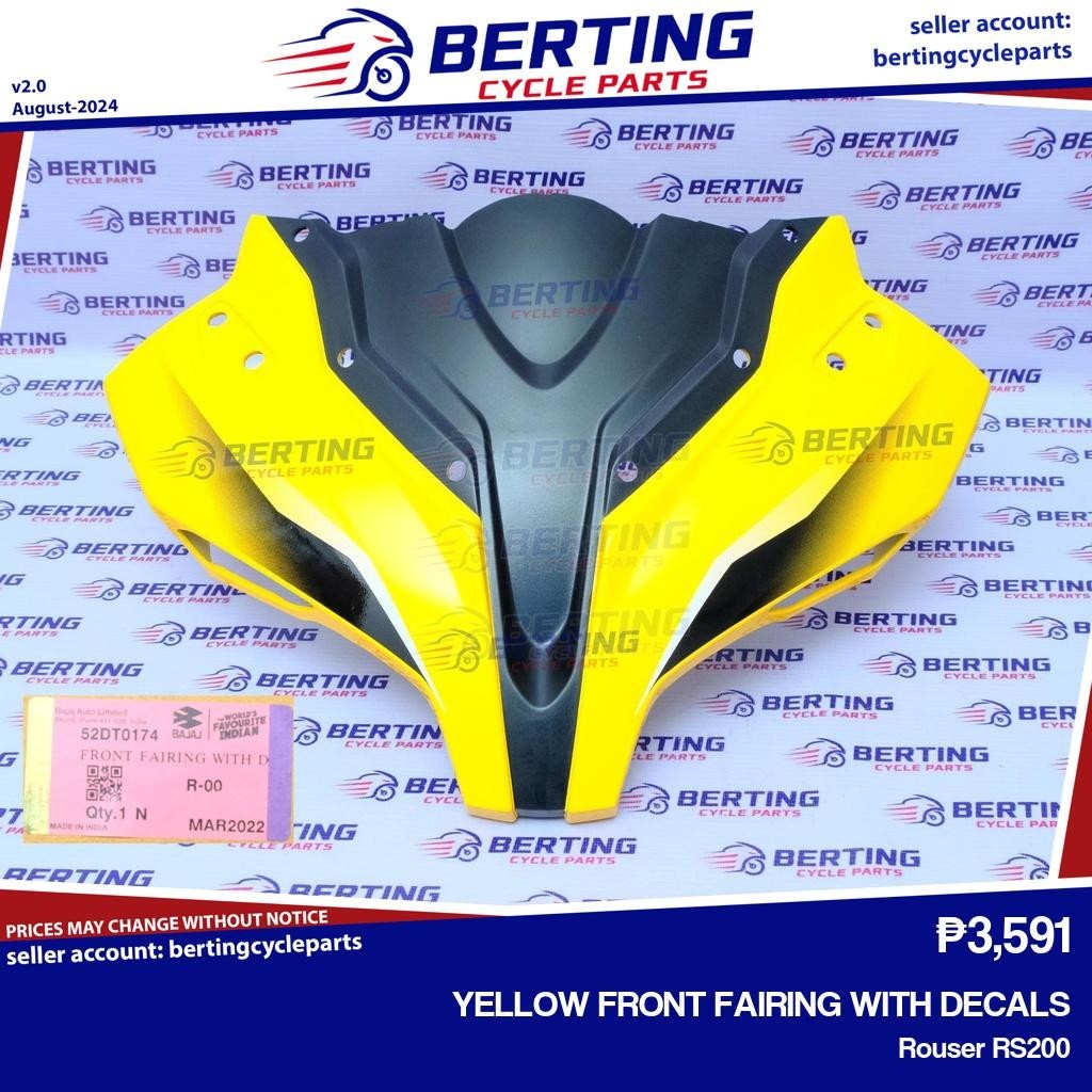 YELLOW FRONT FAIRING WITH DECALS Rouser RS200 Genuine 52DT0174 | Shopee ...
