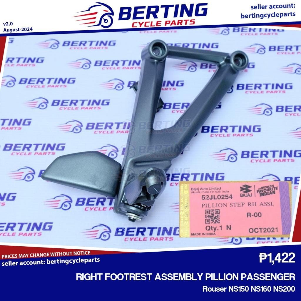 RIGHT FOOTREST ASSEMBLY PILLION PASSENGER Rouser NS150 NS160 NS200 Genuine 52JL0254 Shopee Philippines