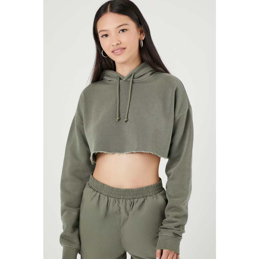 Forever 21 Women s Fleece Cropped Hoodie Shopee Philippines