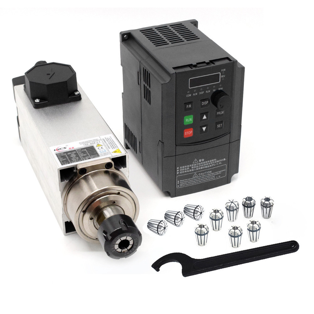 ☢4.5KW Square Air cooled Spindle Motor 220/380V 18000rpm +5.5KW VFD ...