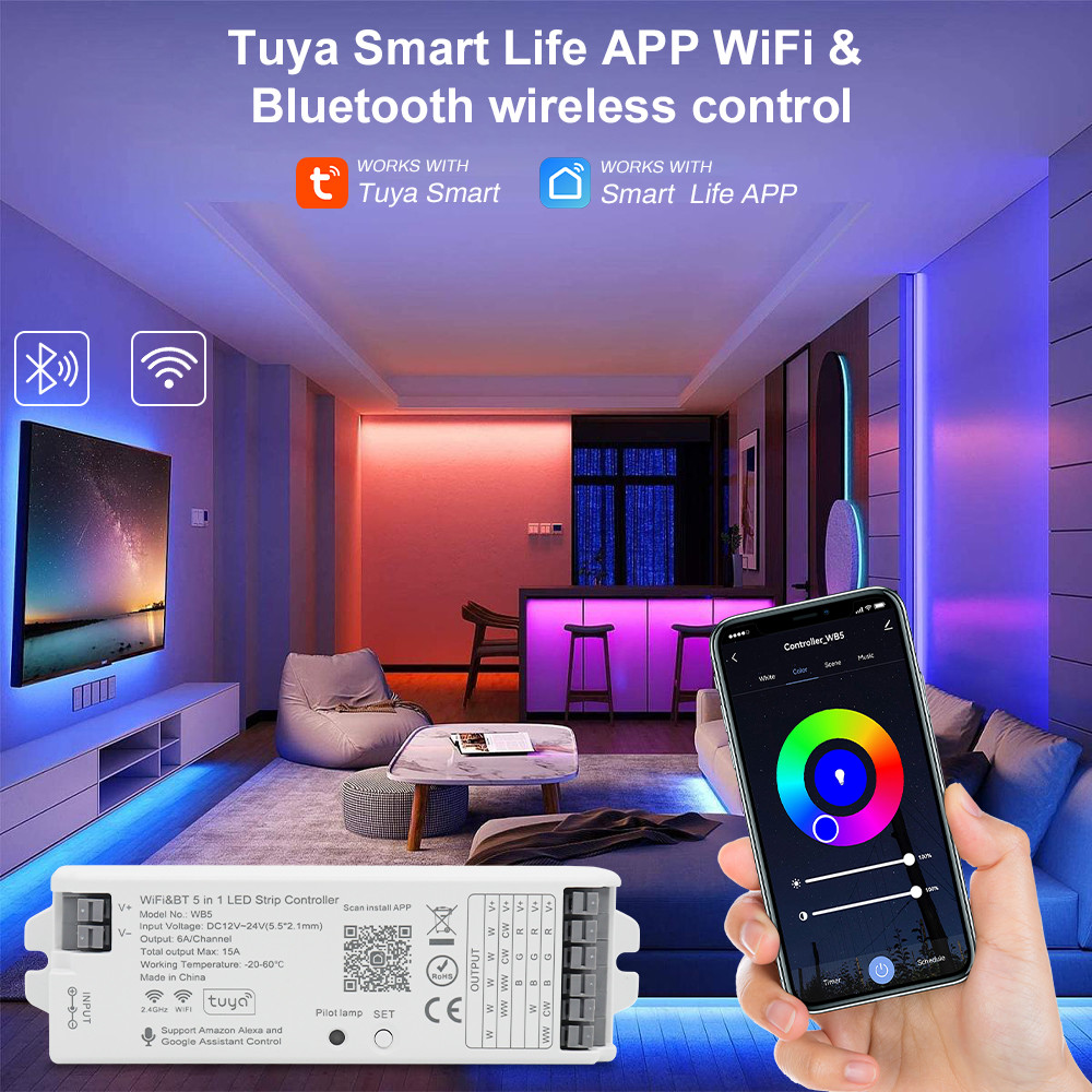 ۞Tuya WiFi 5in1 LED Dimmer for Single Color CCT RGBW RGBCCT LED