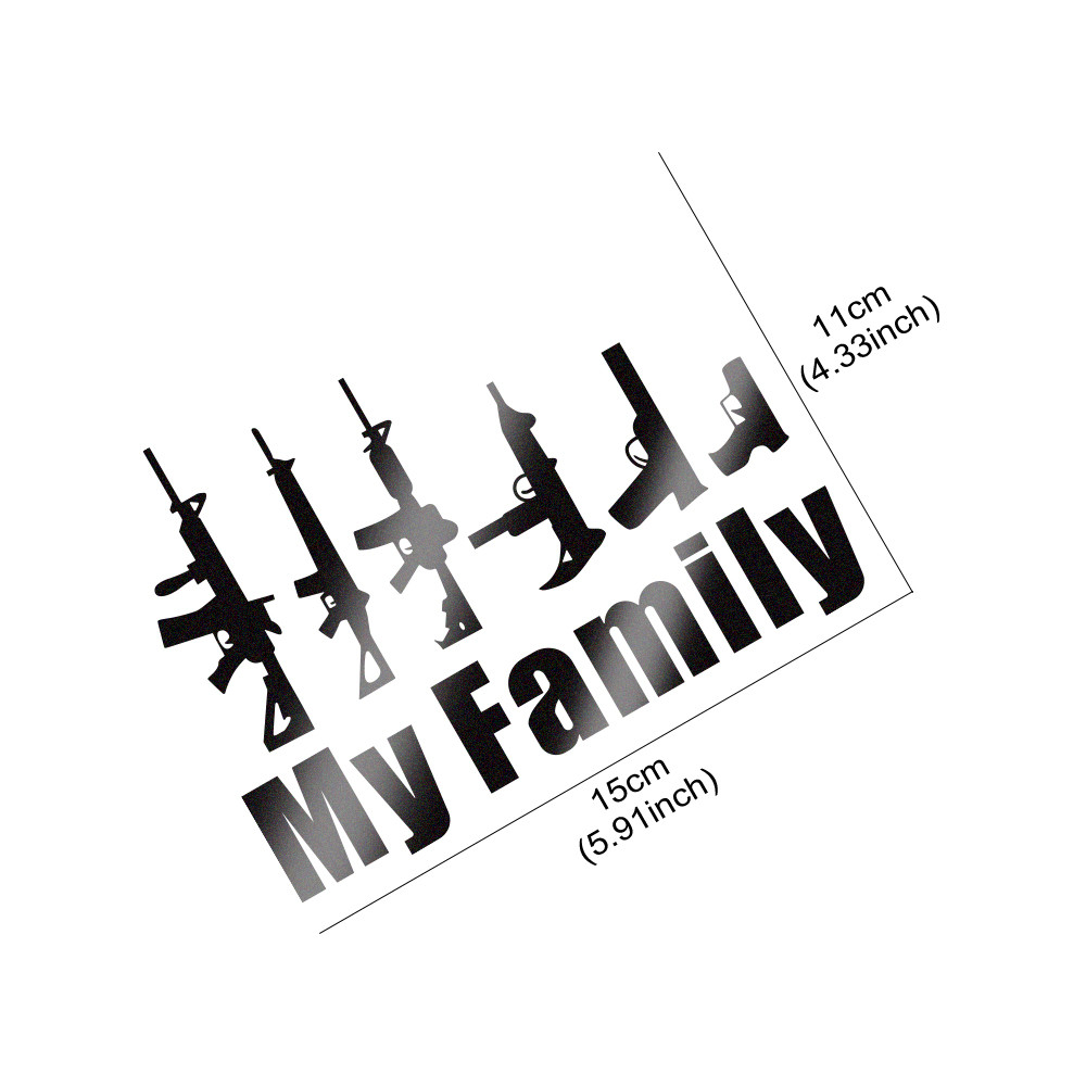 My Family Car Sticker Cartoon Guns E Field Military Guns Lovers Vinyl ...