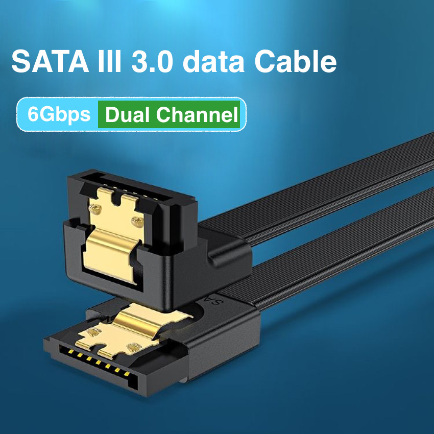 【2pcs/lot 180 to 90 degree 6Gb/s SATA3 Serial ATA Data Cable, Straight ...