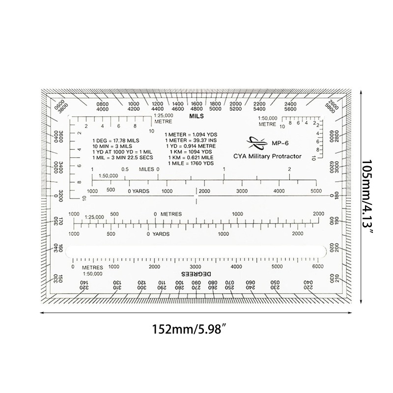 ⚜Coordinate Scale Map Military Protractor Flexible Map Scale Outer ...