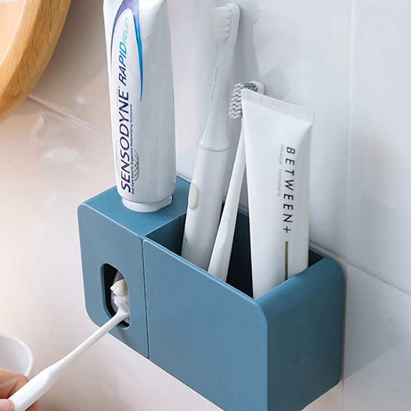 egu 2 In 1 Toothpaste Dispenser With Toothbrush Holder Wall Mount