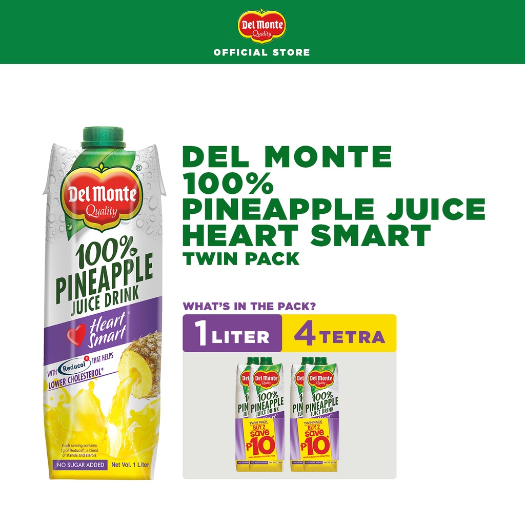 DEL MONTE 100 Pineapple Juice Drink Heart Smart with Reducol for Lower