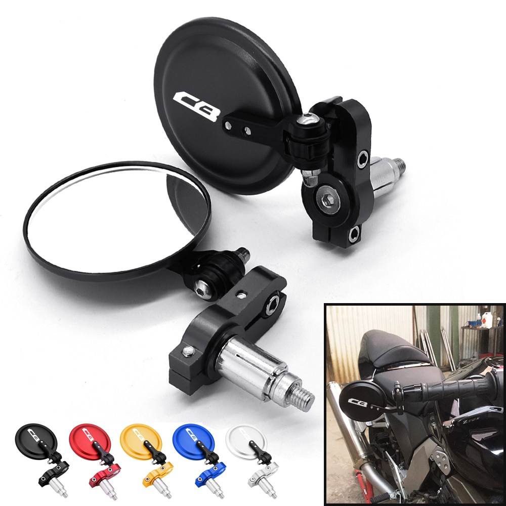 Motorcycle Mirrors 3 Inch Round Folding Bar End Side Mirrors For Honda CB125R CB650R CB190R
