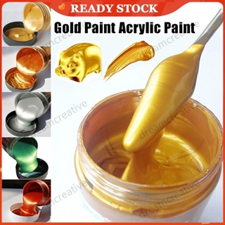60/100ml Gold Paint Metallic acrylic paint,waterproof not faded for  Statuary Coloring DIY hand clothes painted graffiti Pigments
