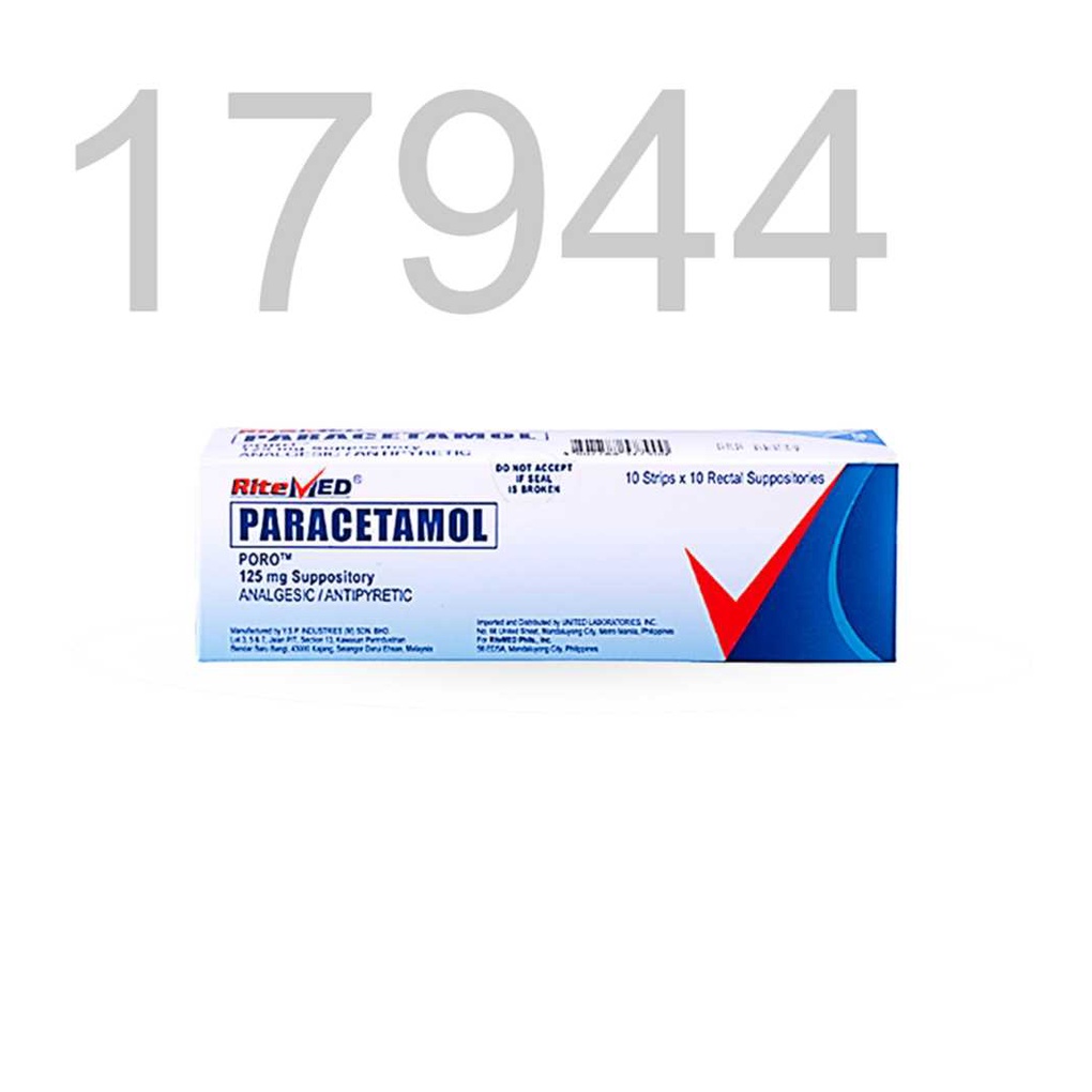 K3835 RITEMED Paracetamol 125mg Rectal Suppository for Kids x 12 (For