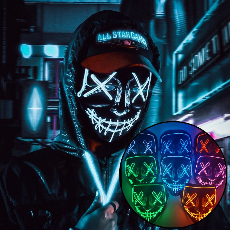 1P Scary Halloween Colplay Light Up Purge Mask Halloween Masquerade