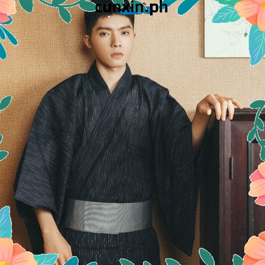 Japanese Traditional Men's Kimono Yukata Samurai Style Japanese Style ...