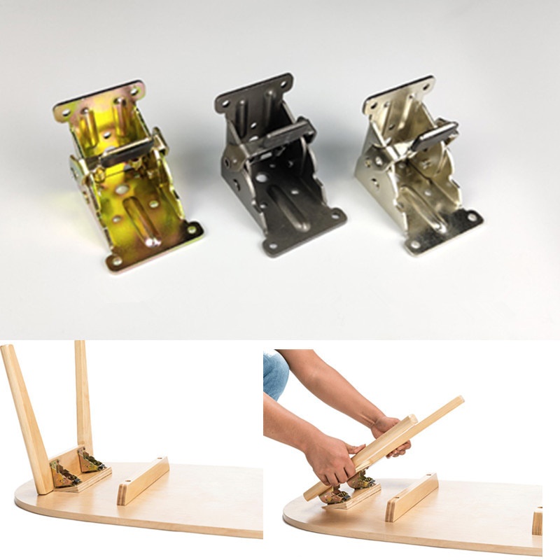 2pcs 90 Degree Folding Hinge Table Legs Brackets Fold Feet For Table