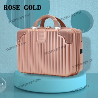 Lzttyee Small Hard Shell Cosmetic Case Travel Hand Luggage Portable  Carrying Makeup Case Suitcase Rose gold