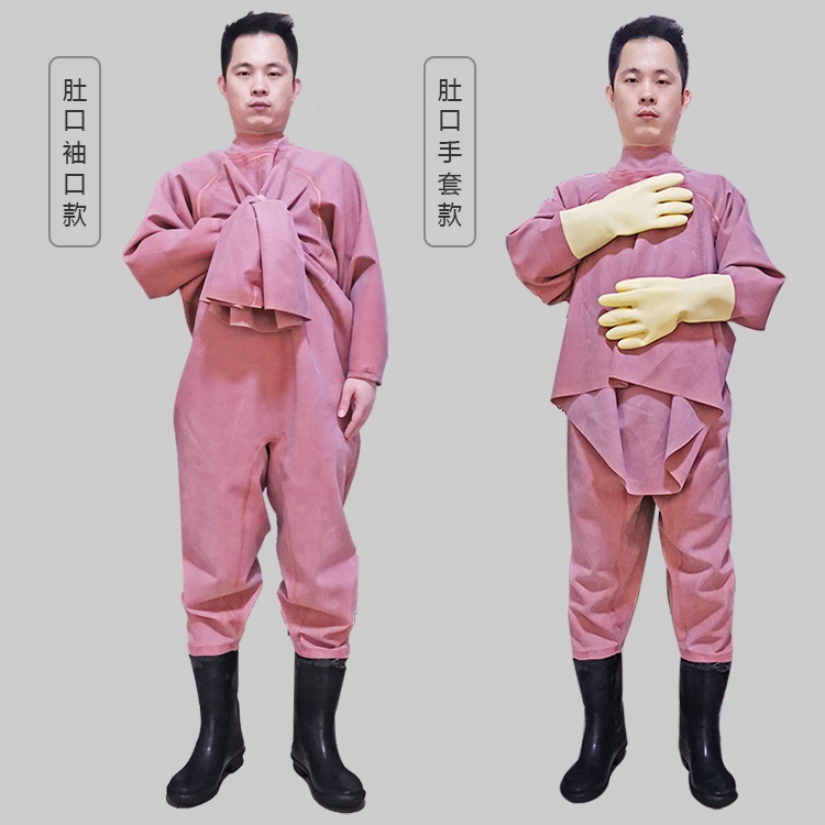 Thickened onepiece waders, fullbody raincoat and rain pants, rubber