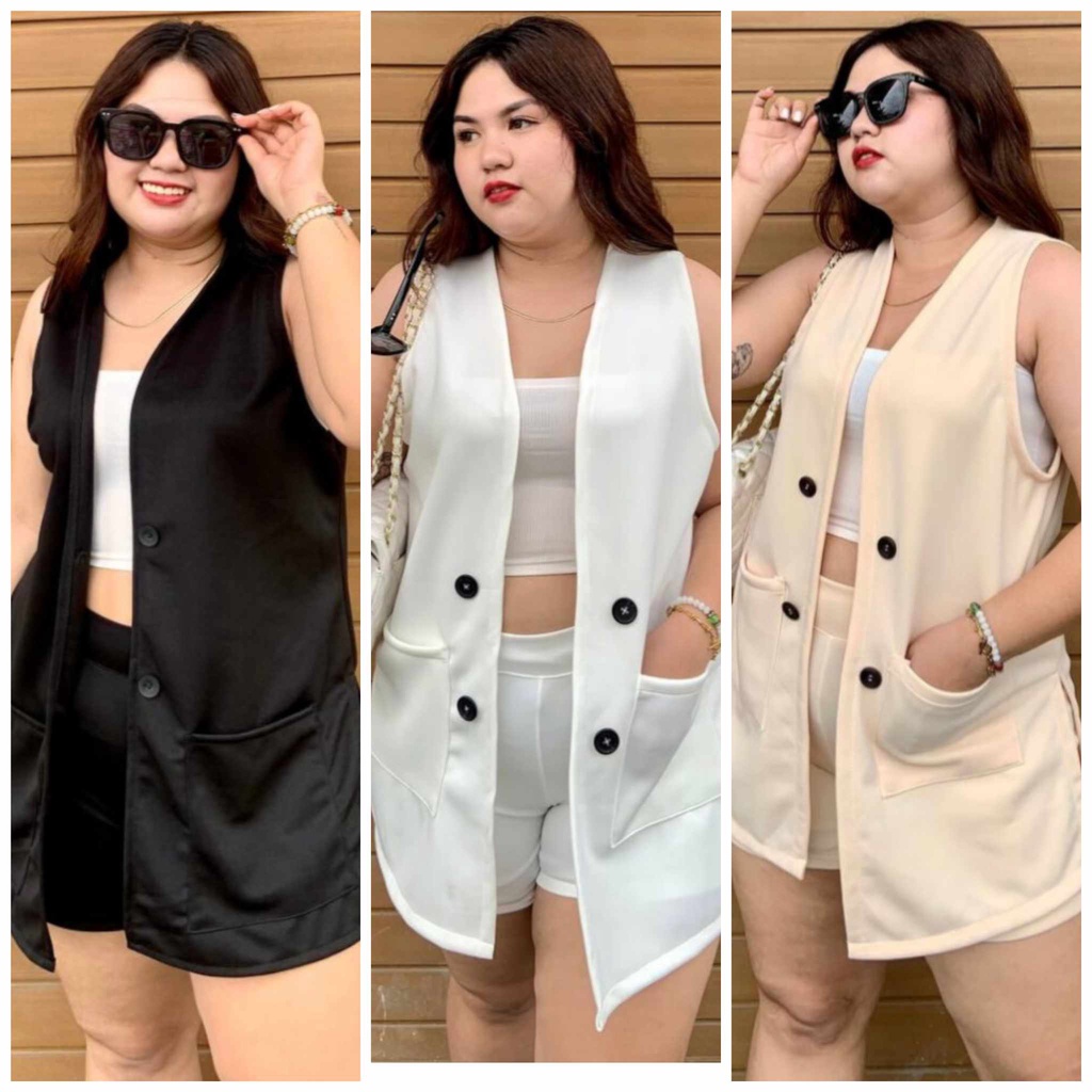 Plus size sale sleeveless blazer