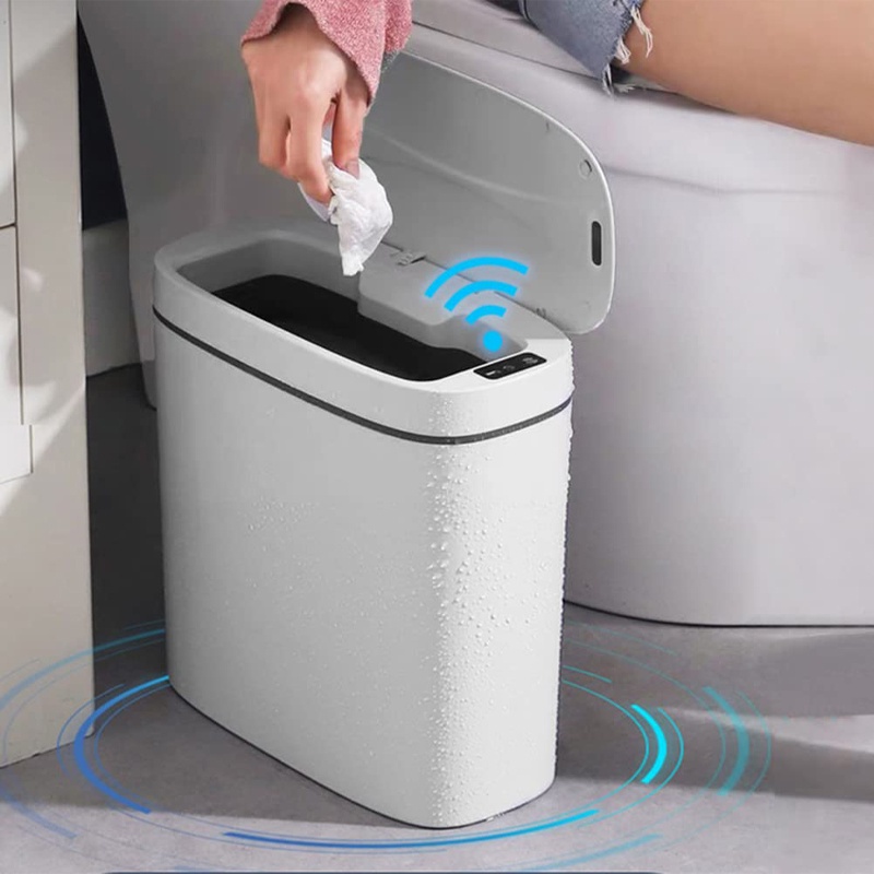 Bathroom Trash Cans Lids Touchless Garbage Can Motion Sensor Waste Bin