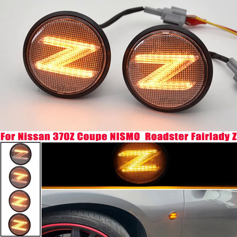 YANG 2Pcs Nissan 370z Coupe Nismo Z34 Led Dynamic Amber Side Marker