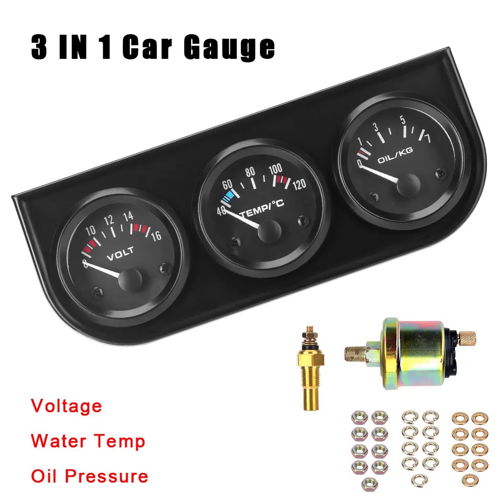 Oil Pressure Gauge with Sensor Oil Temp Water Temp Volt meter Universal