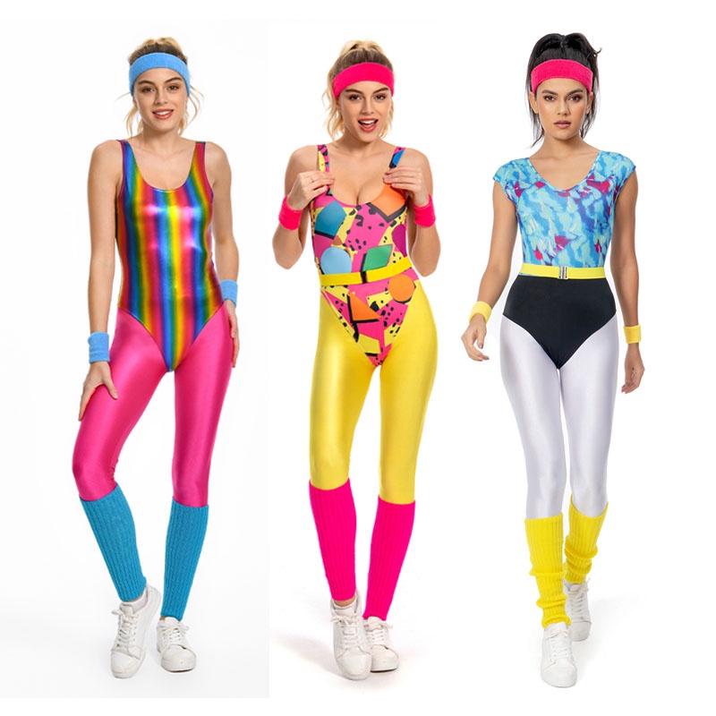Halloween costume☫6Pcs/Set 80s 90s Legging Cosplay Retro Costume For
