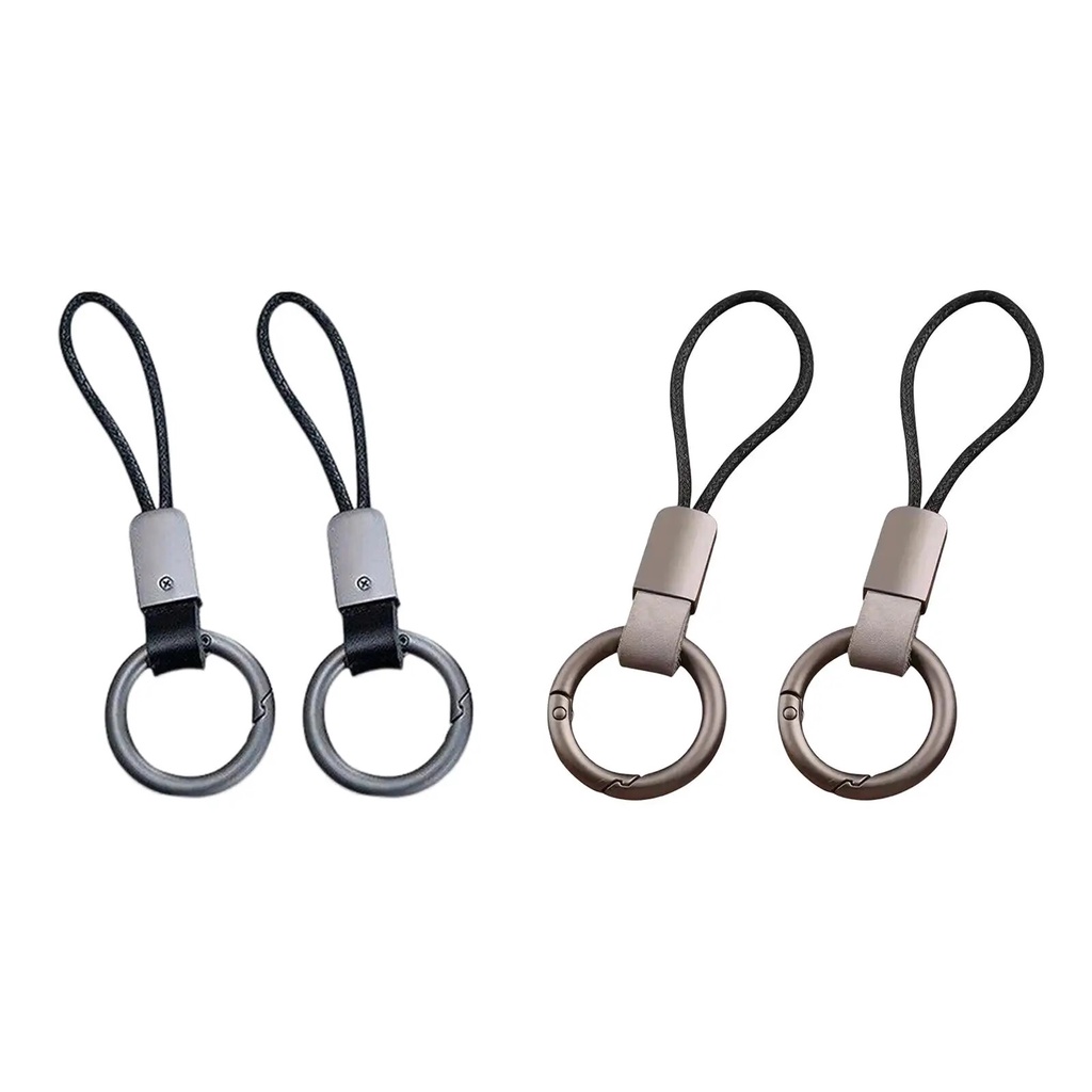 ♥2Pcs Car Keychains PU Leather Accessory with Anti Lost Key Fob