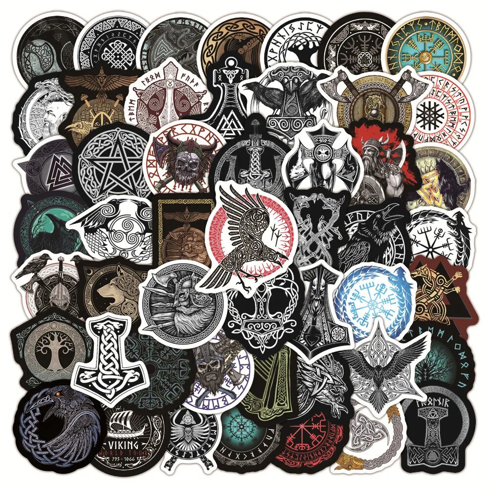 10/30/50PCS Totem Symbol Rune Viking Stickers Graffiti DIY Motorcycle ...
