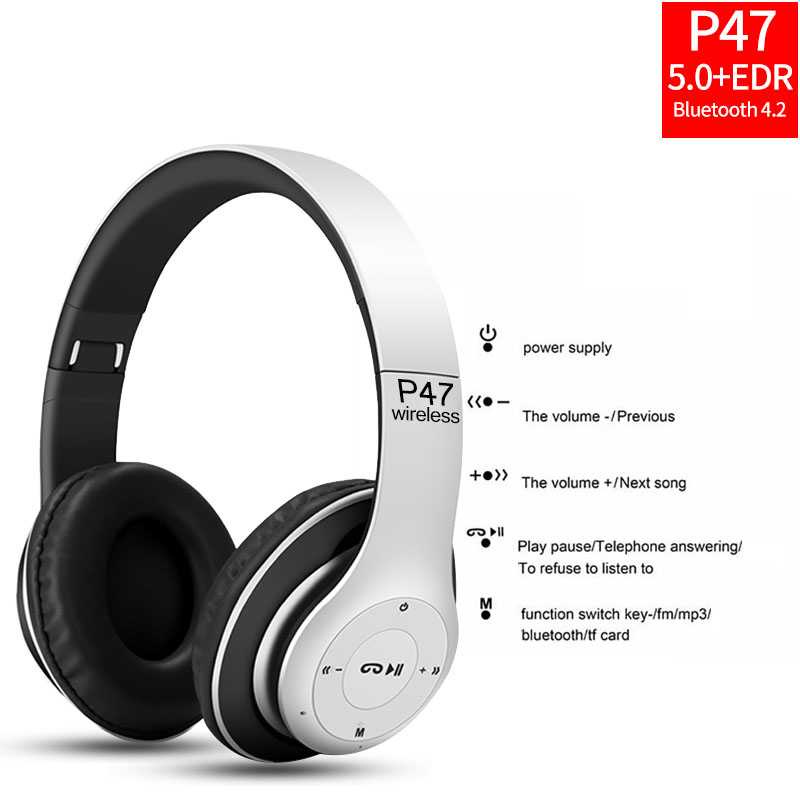 Kingdo P47 Wireless Bluetooth Headphones TF Card/FM Stereo Radio Mp3