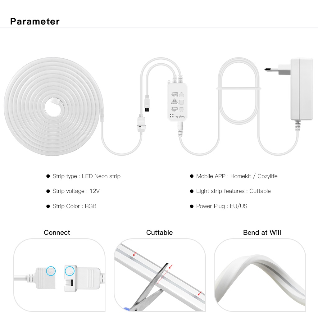 ☽Homekit RGB LED Strip Neon Lights Smart Life WiFi Waterproof Neon Sign