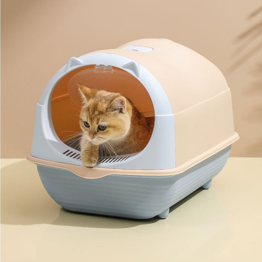 Large Enclosed cat Litter Box Pee Shield Splash Guard rabbit Toilet Easy Cleaning Sifter Villa 5