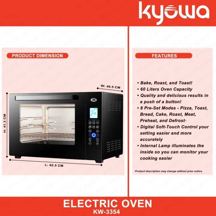 Kyowa Electric Oven KW3354 60L Digital Electric Oven with Rotisserie and Convection Function