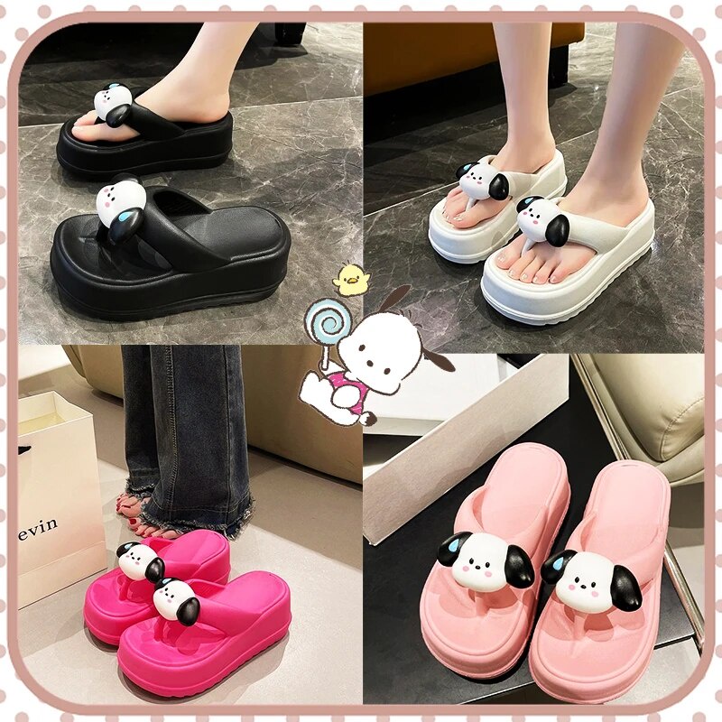 ☀Pochacco Slipsole Flip-Flops Kawaii Summer Cartoon Sandal Soft Y2K ...