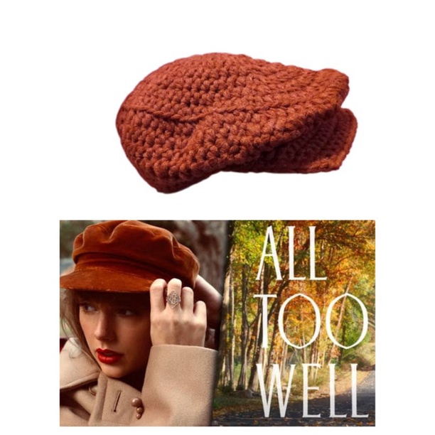 Taylor Swift All Too Well Crochet Visor Beret Hat Newsboy Style (Kids ...