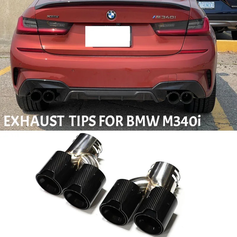 ☑Quad Car Exhaust Pipe Exhaust Tip For BMW G20 G21 M340i MPE 2019 2020 M Performance Exhaust Muf