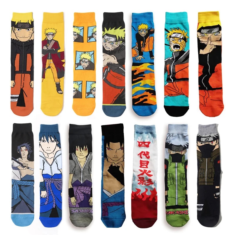 Naruto Anime Socks Kakashi Sasuke Itachi Namikaze Minato Cartoon Figure