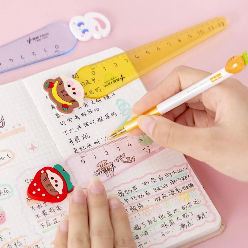 12cm Kawaii Student Drawing Gift Transparent Carrot Ruler Dividing ...