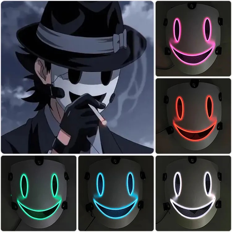 ♀High-Rise Invasion Cosplay Mask PVC White Mask LED Glowing Mask Tenkuu ...
