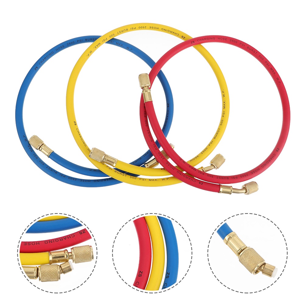 ┅3 Pcs Air Conditioning Pipe Car Kit Refrigerant Tube Fitting Charging