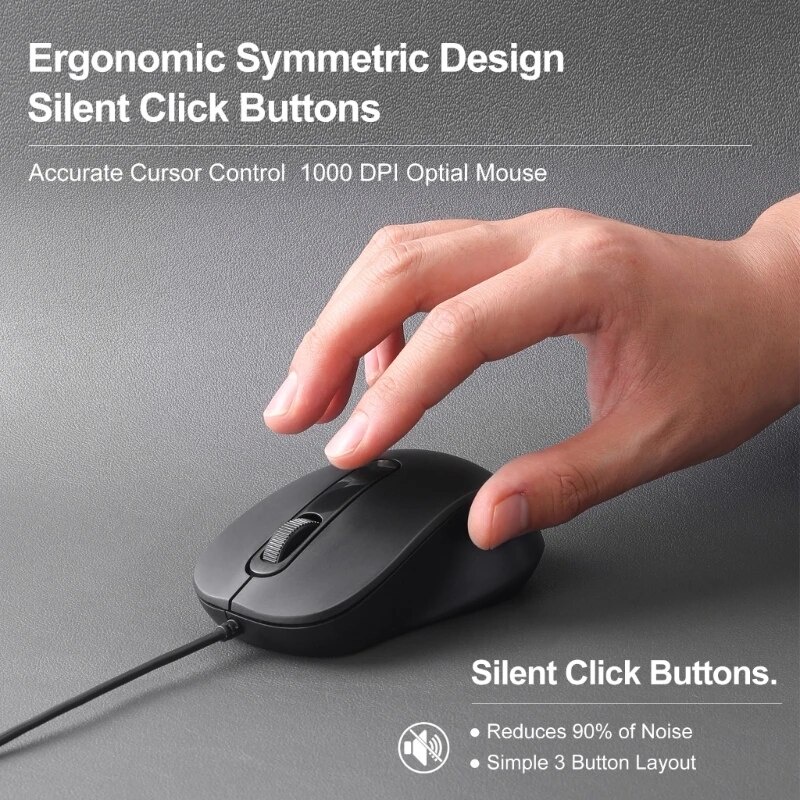 Type C Mouse, USB C Mice Gaming Mouse Ergonomic 3 Buttons 1000DPI for ...