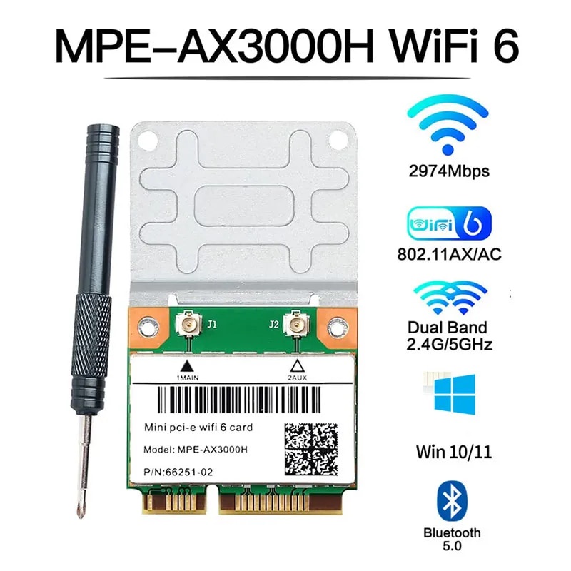 Scheda Di Rete Wireless ASHATA 8265HMW – Mini PCI-E, Dual Band 2.4/5G, 867 Mbps, Per Laptop - 3