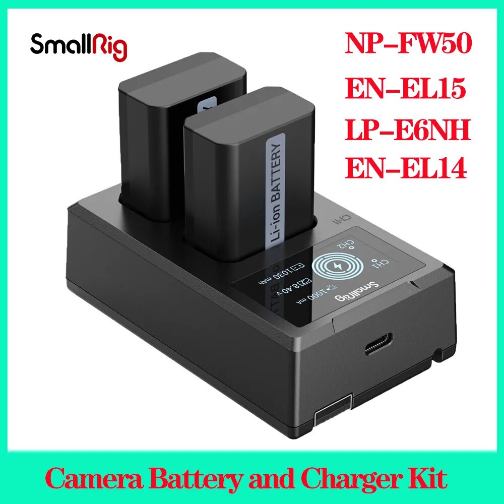 ♣SmallRig NPFW50 Camera Battery and Charger Kit 3818 ENEL15/LPE6NH