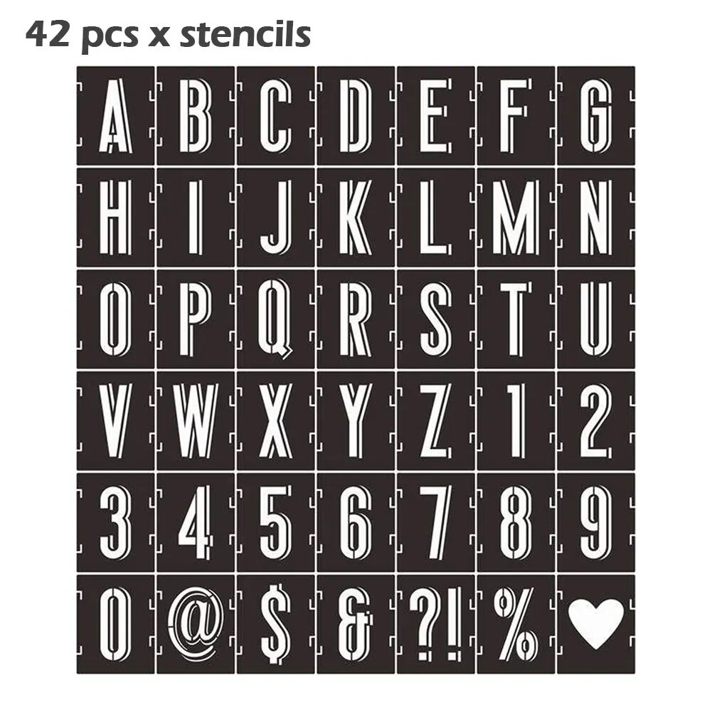 42pcs Symbol Number Craft Wall Alphabet Letter Stencil Rock Art Project ...