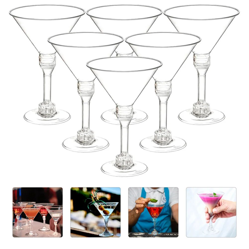 Glasses Cocktail Cups Plastic Martini Clear Cup Mini Champagne Wooden 