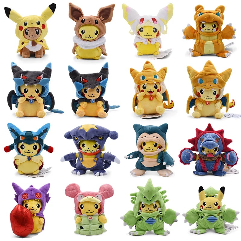 ☇15 Styles Pokemon Cosplay Plush Toys Pikachu Cos Eevee Charizard ...
