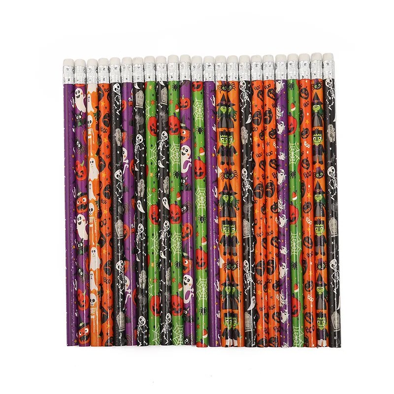 ๑10Pcs Halloween Pattern Pencil Basswood Pencils Eco-Friendly Writing ...