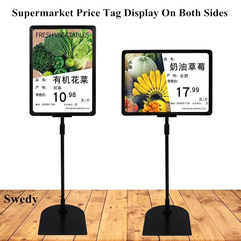 ⚕A4 Height Adjustable Aluminum Poster Sign Holder Advertising Display Stand Signage Mall Shoppin