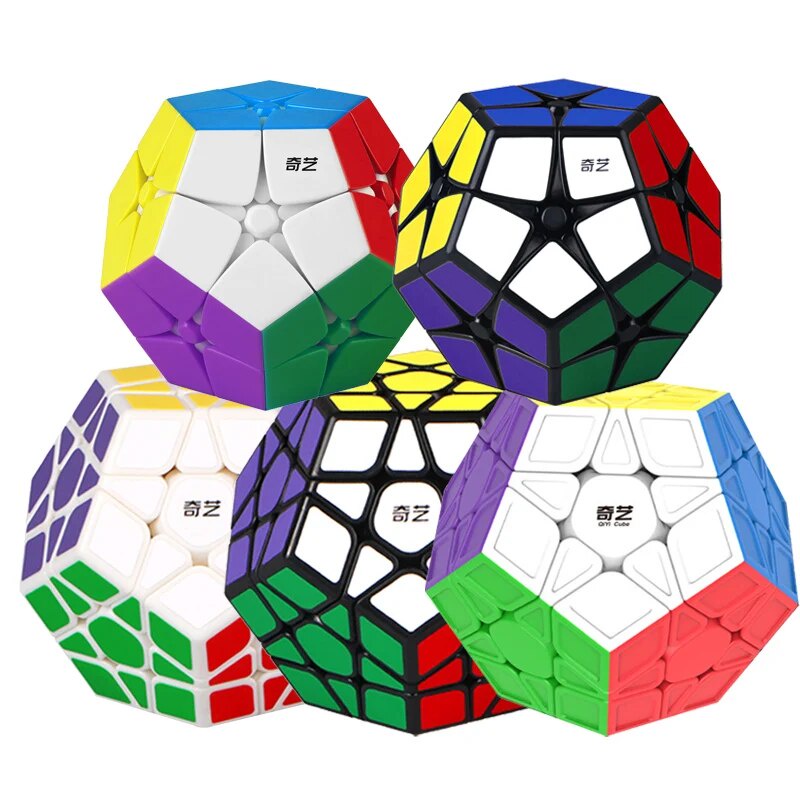 Qiyi 2x2 3x3 Megaminx Qiheng Bundle Set Stickerless Black Stickers ...