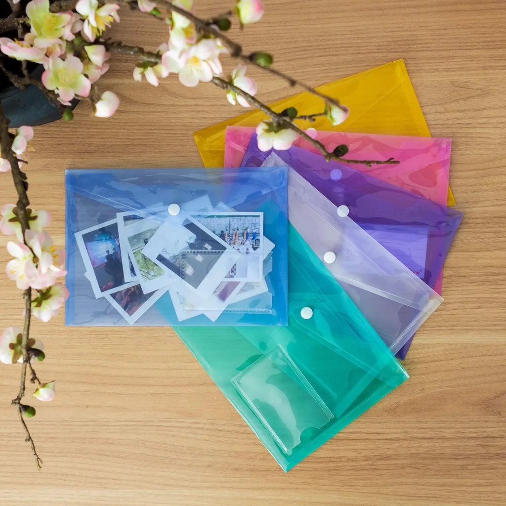 5pcs/Set A5 Poly Envelope Folder with Snap Button Clear Waterproof ...