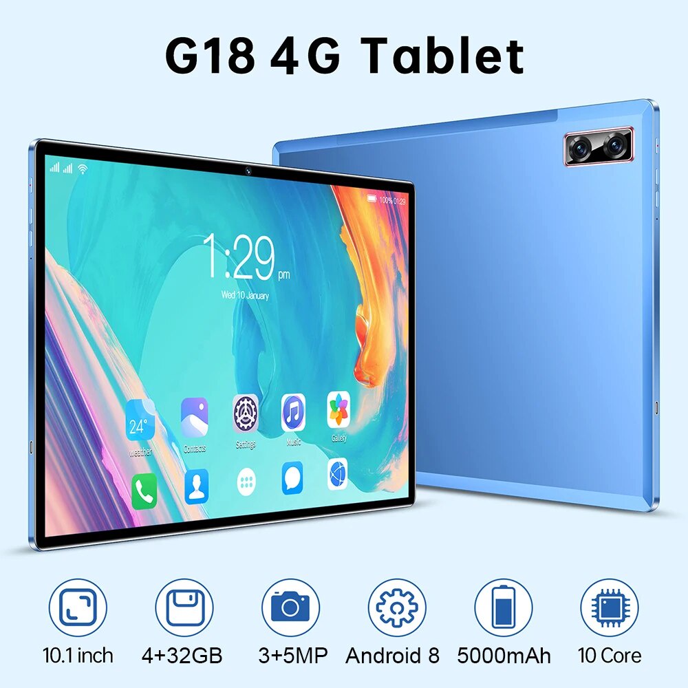 12t 2023 Game Tablet Android 10 Core 10.1 Inch G18 Smart Tablets PC Google Play 4G Dual SIM Ph