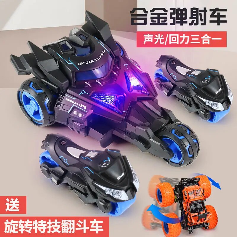 3 in 1 High Speed Racing Car Model Kids Vehicles Light Sound Catapult ...