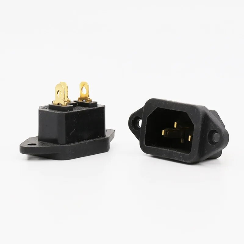 FI05G GOLD plated IEC inlet Mains Power Inlet Socket Male Panel Entry ...